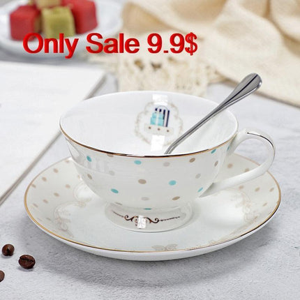 Charming YeFine Bone China Tea Cup & Saucer Set - Whimsical On-Glazed Design
