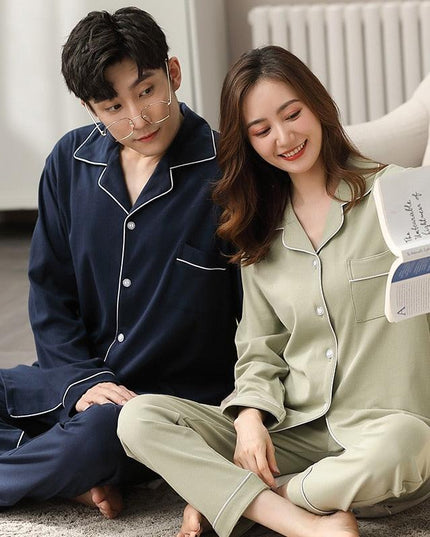 Cozy Couples Winter Cotton Pajama Set - Luxurious Sleepwear for Two