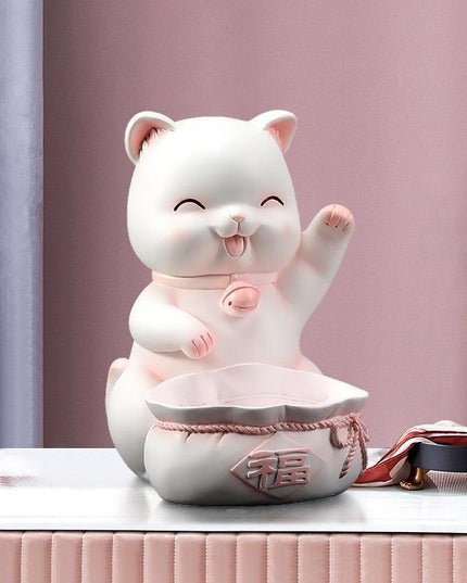 Charming Fortune Cat Key Organizer Sculpture for Modern Home Aesthetics