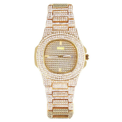 Faux Diamond Elegance Stainless Steel Timepiece