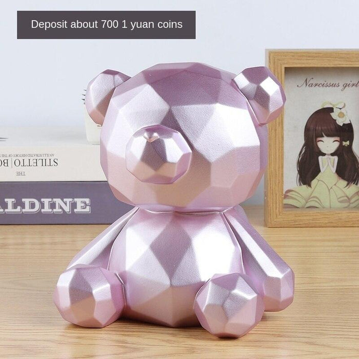 Enchanting Cartoon Bear Piggy Bank: Premium Vinyl Money Saving Box