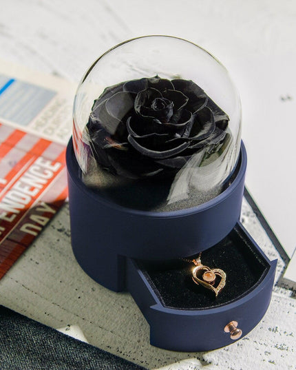 Timeless Elegance: Preserved Rose Jewelry Box Gift Set with Complimentary Necklace