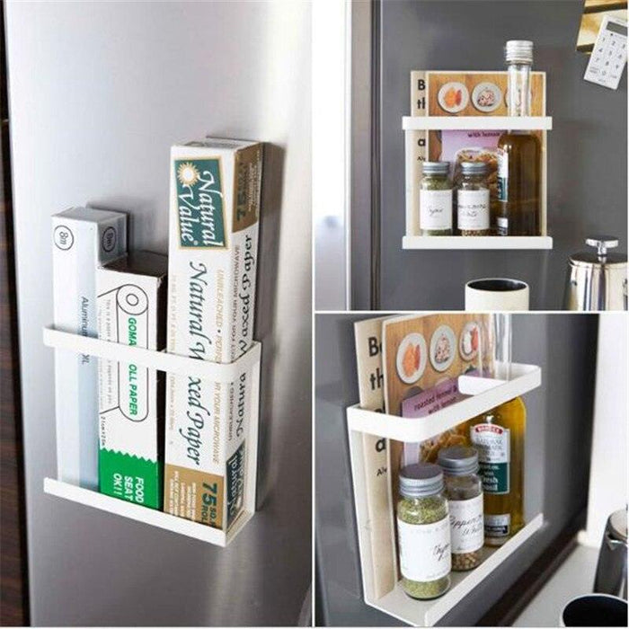 Magnetic Fridge Caddy with Towel and Spice Rack for Kitchen Organization