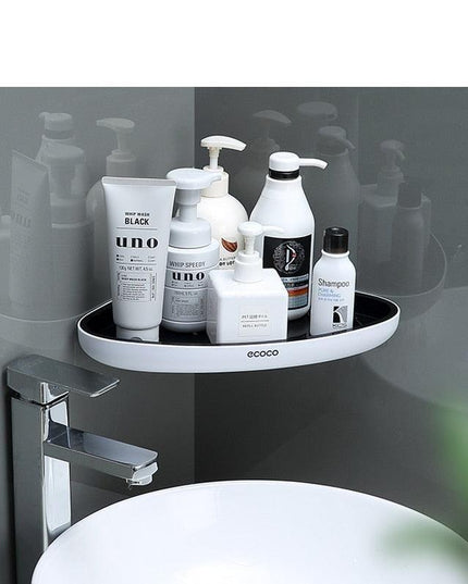 Snap-Up Corner Shelf Organizer with Integrated Shampoo Caddy