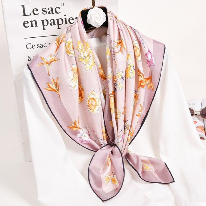 Luxurious 100% Silk Square Scarf - Printed Elegance