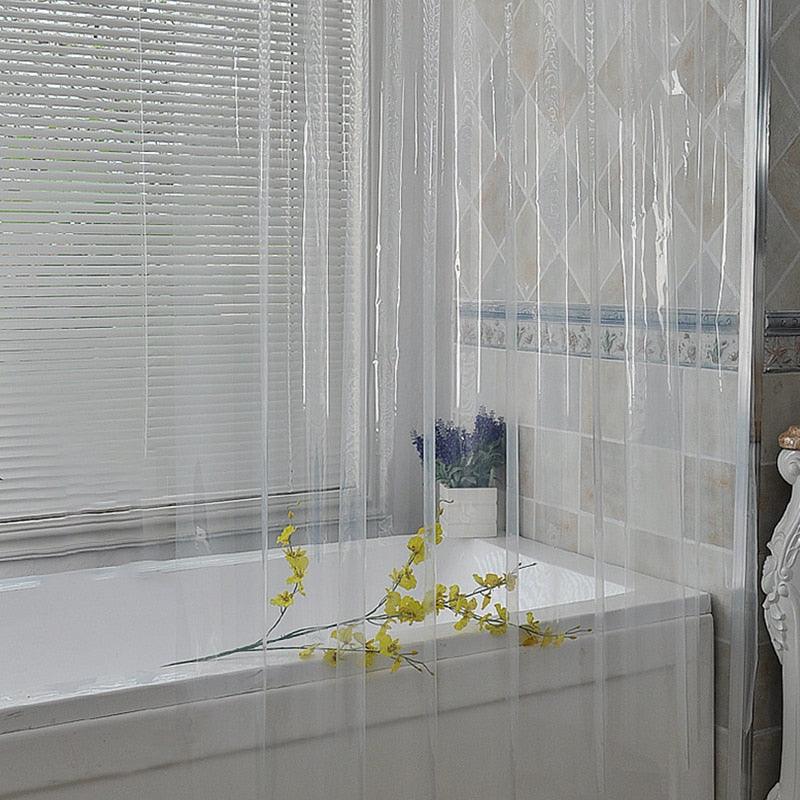 Clear Shower Curtain Waterproof White Plastic Bath Curtains Liner Transparent Bathroom Mildew PEVA Home Luxury with Hooks-0-Très Elite-transparent-China-90x180CM-Très Elite