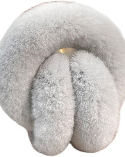 Rhinestone-Studded Luxurious Rex Rabbit Fur Ear Muffs: Chic Winter Essential for Women