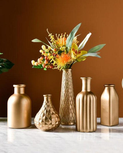 Exquisite Golden Glass Vase: Transform Your Home with Elegance