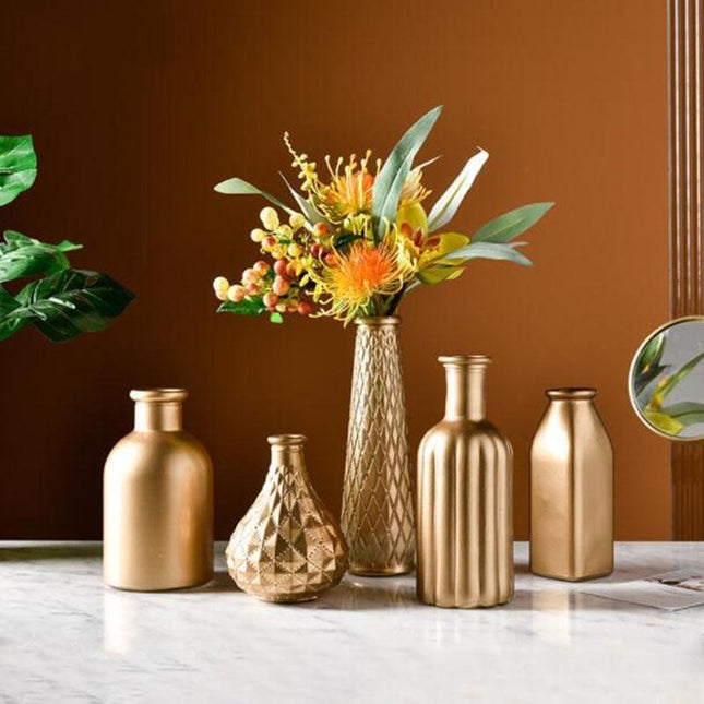 Exquisite Golden Glass Vase: Transform Your Home with Elegance