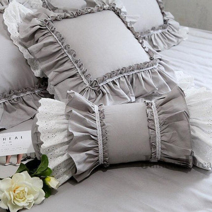 Embroidered Elegance White Lace Cushion - European-Inspired Luxurious Home Decor Accent