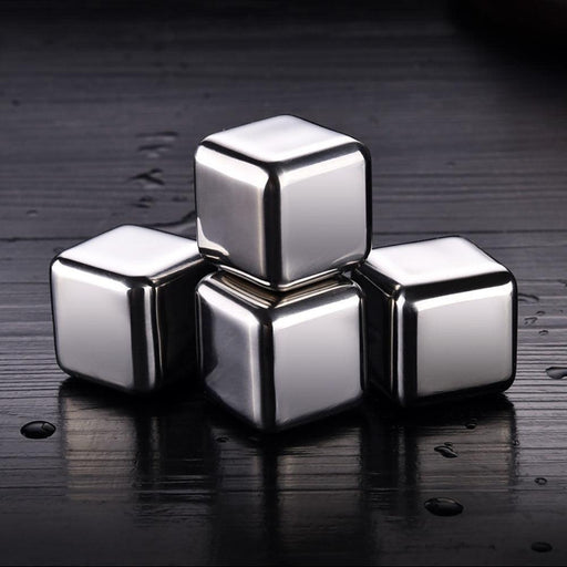 Golden Dice-Shaped Stainless Steel Chilling Stones for Whiskey & More