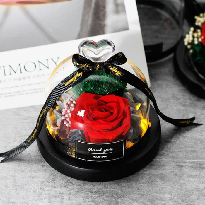 Luxurious Glass Rose Dome Lamp - Elegant Gift for Valentine's Day