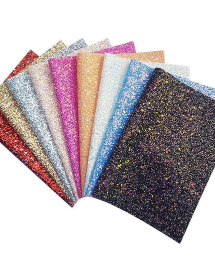 Glamorous Golden Purple Chunky Glitter Faux Leather Sheets for Creative DIY Projects