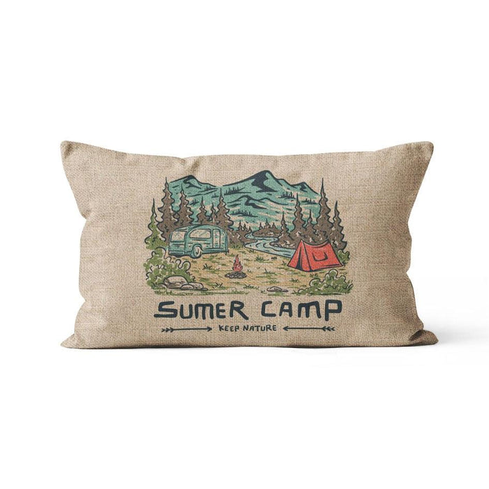Cheerful Nature Camping Scene Personalized Pillow Cover