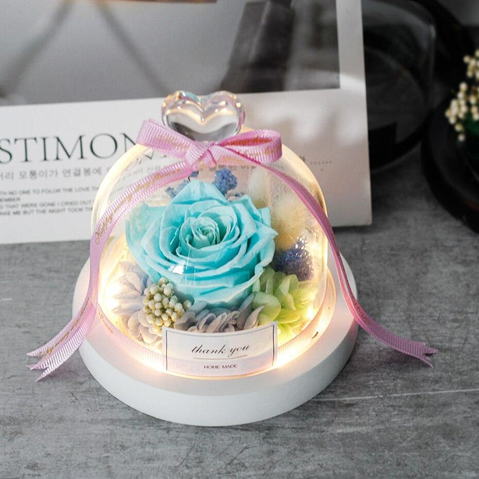 Captivating Glass Rose Lamp in Elegant Dome - A Cherished Emblem of Love