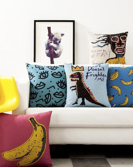 Chic Geometric Cartoon Pillow Cover