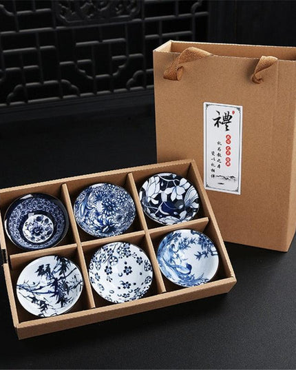 Sophisticated Blue and White Vintage Chinese Porcelain Tea Cup Collection for Puer Tea Lovers
