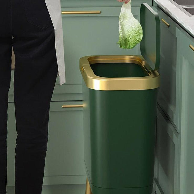 Elegant Botanica Gold 15L Waste Bin - Chic Solution for Stylish Home Cleanup