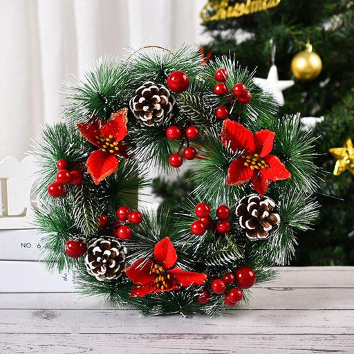 Rustic DIY Christmas Wreath Kit with Pine Cones and Vibrant Berries