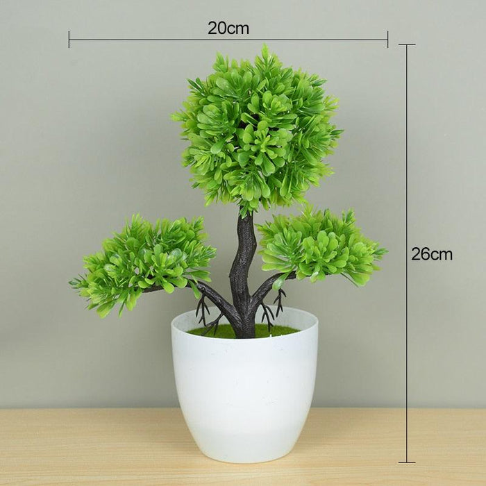 Lifelike Potted Artificial Bonsai Tree with Green Foliage