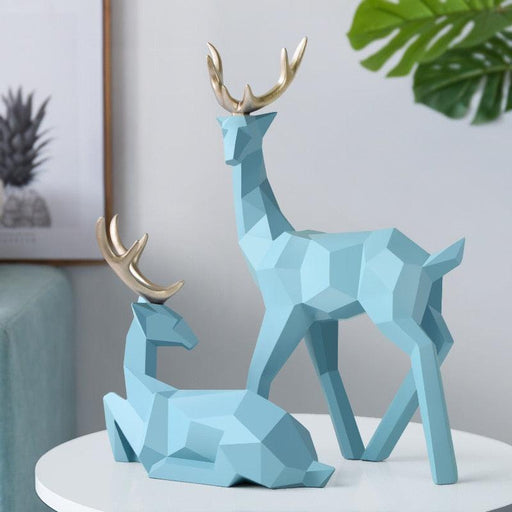 Scandinavian Resin Deer Family Sculpture Set of 2 for Modern Home Decoration