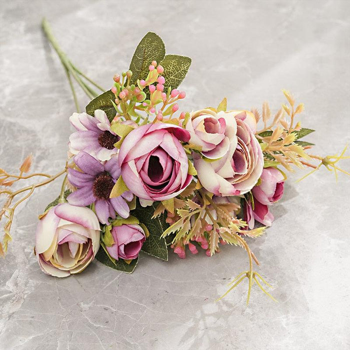 Eternal Pink Silk Rose Bouquet - Timeless Charm for Home and Wedding Decoration