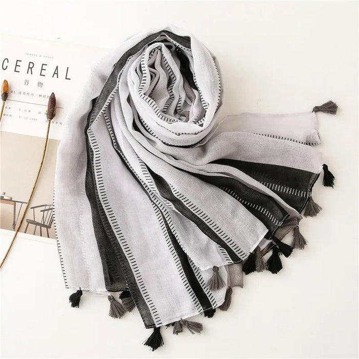 Blue and White Porcelain Print Cashmere Blend Shawl Wrap - Timeless Elegance for All Occasions