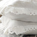 Elegant Lace Linen Pillowcase - Luxurious Ruffled French Linen Bedding with Eyelet Embroidery