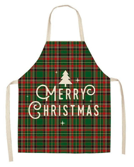 Merry Christmas Linen Cooking Apron - Essential Festive Attire & Gift Idea