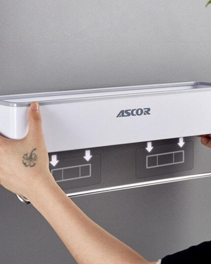 Modern Gray Bathroom Storage Rack with Towel Bar: Stylish Space-Saving Solution