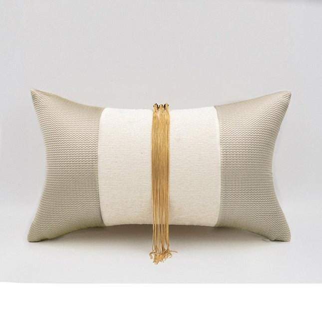 Elegant Gold-Striped Cotton Decorative Pillow Cover