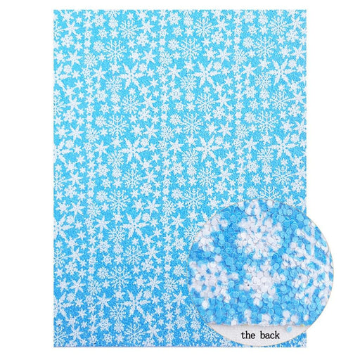 QIBU Christmas Glitter Fabric Snow Printed Faux Leather Sheets - A4 Size Craft Materials