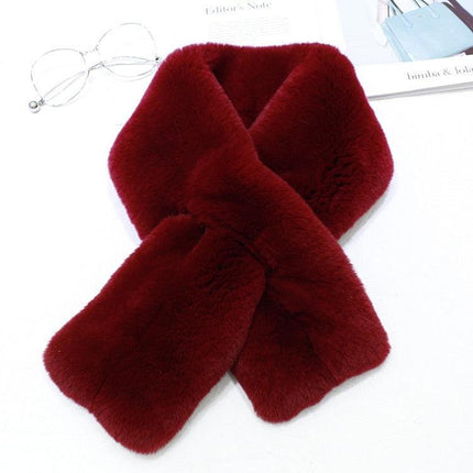 Exquisite Rex Rabbit Fur and Leather Korean Winter Wrap