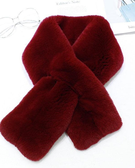 Exquisite Rex Rabbit Fur and Leather Korean Winter Wrap