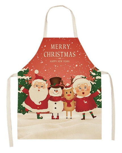 Merry Christmas Linen Cooking Apron - Essential Festive Attire & Gift Idea