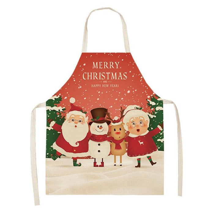 Festive Holiday Linen Apron - Christmas Cooking Companion