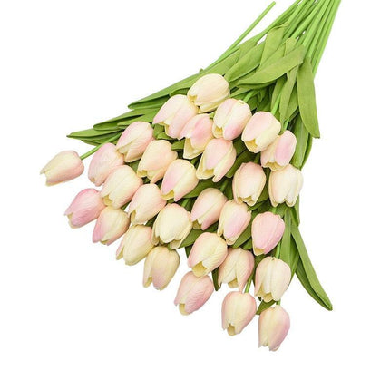 31-Piece Lifelike Real Touch Tulip Arrangement for Weddings and Home Decoration