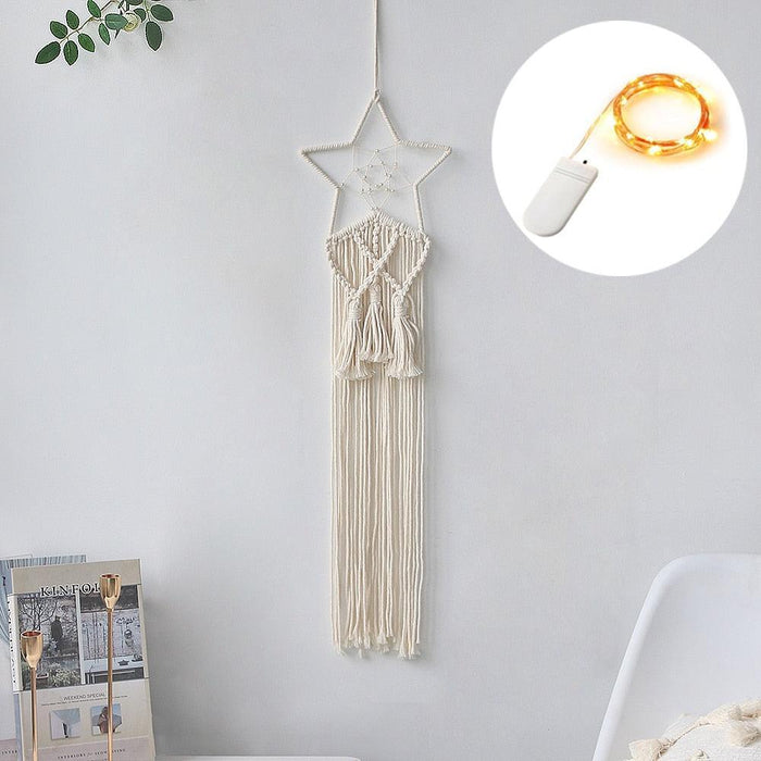 Celestial Moon Macrame Dream Catcher - Handcrafted Boho Home Decor