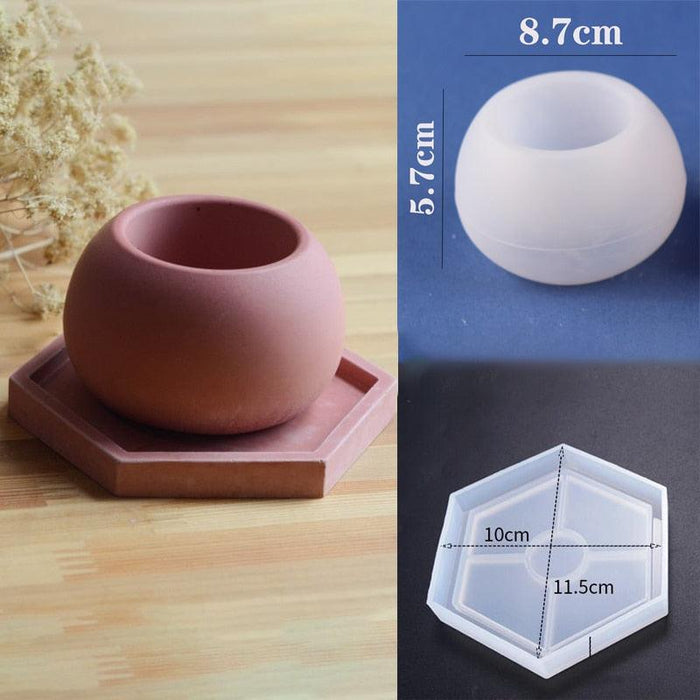 DIY Round Candle Jar Pot Silicone Molds for Making Uv Epoxy Plaster Concrete Storage Box Mould Home Decor Flower Pot Planter-0-Très Elite-Big Round Set-Très Elite