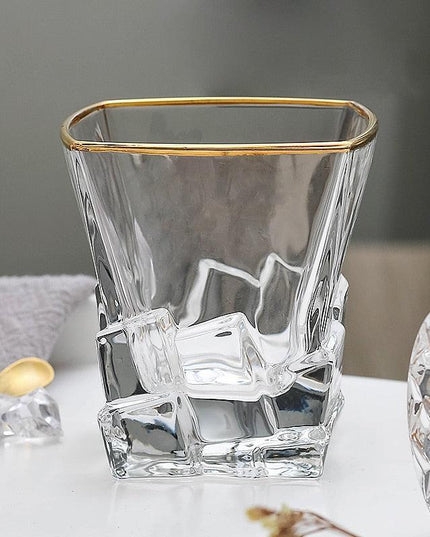 Lavish Gold Crystal Drinkware Collection - Elegant Glassware for Wine, Whiskey, Cocktails, and Beer