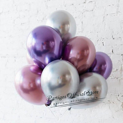 Elegant Chrome Metallic Latex Balloon Set - 50 Pieces for Celebratory Events