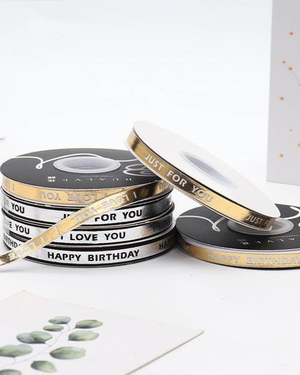 Luxurious Gold Bar Design Ribbon - 1cm Wide, 45 Yards for Exquisite Crafting and Gift Wrapping