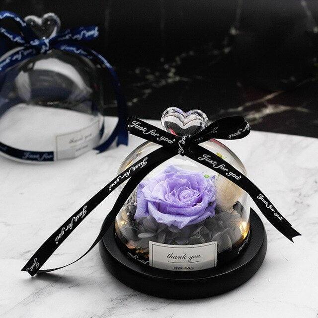 Luxurious Glass Rose Dome Lamp - Elegant Gift for Valentine's Day