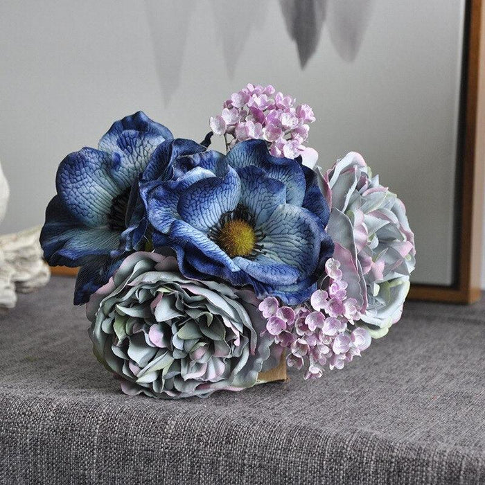 Scandinavian Peony and Anemone Wedding Bouquet - Luxurious Silk Floral Cluster