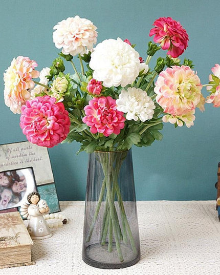 Lifelike Premium Dahlia Floral Arrangement - Sophisticated Artificial Decor