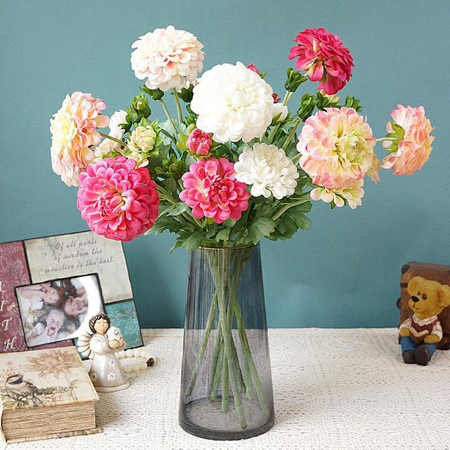 Lifelike Premium Dahlia Floral Arrangement - Sophisticated Artificial Decor