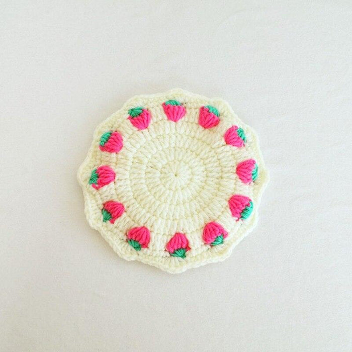 Strawberry Knit Coaster for Cups