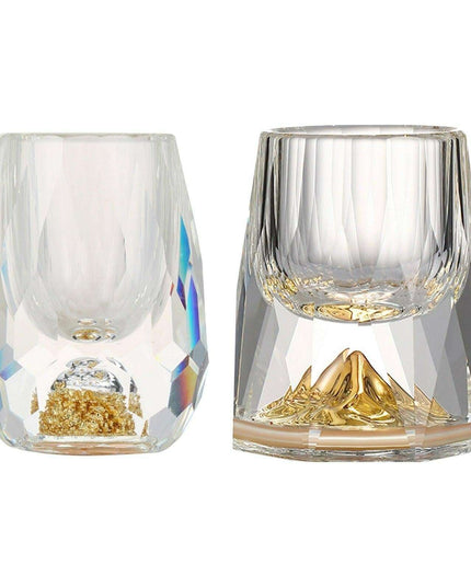 Gilded Diamond Cut 15ml Shot Glass - Opulent Design for Elevated Drinking