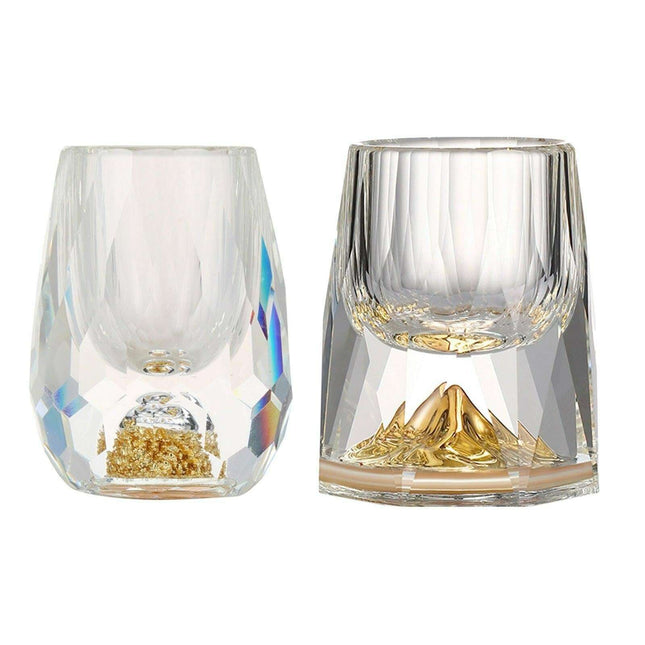 Gilded Diamond Cut 15ml Shot Glass - Opulent Design for Elevated Drinking