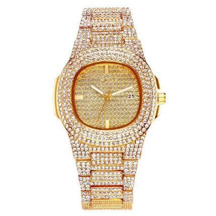 Faux Diamond Elegance Stainless Steel Timepiece
